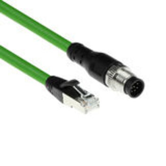 ACT ACT Industrial 3,00 meter Sensor kabel M12A 8-polig male naar RJ45 male, Ultraflex SF/UTP TPE kabel, afgeschermd