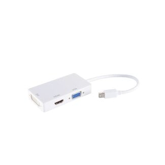 S-Impuls Adapter-Mini DisplayPort Stecker auf HDMI/DVI/VGA Buchse, weiß