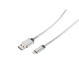 S-Impuls USB Lade-Sync Kabel USB A/ 8-pin Steel Silber 1m