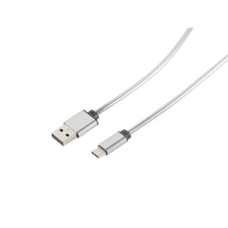 S-Impuls USB Lade-Sync Kabel A/ Type 3.1 C  Steel Silber 1m