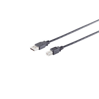 S-Impuls USB-A Adapterkabel, USB-B, 2.0, schwarz, 1m