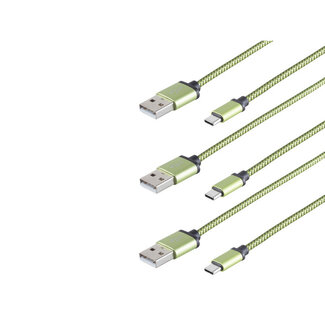 S-Impuls 3x USB-Ladekabel A Stecker auf USB Typ C grün 0,9m