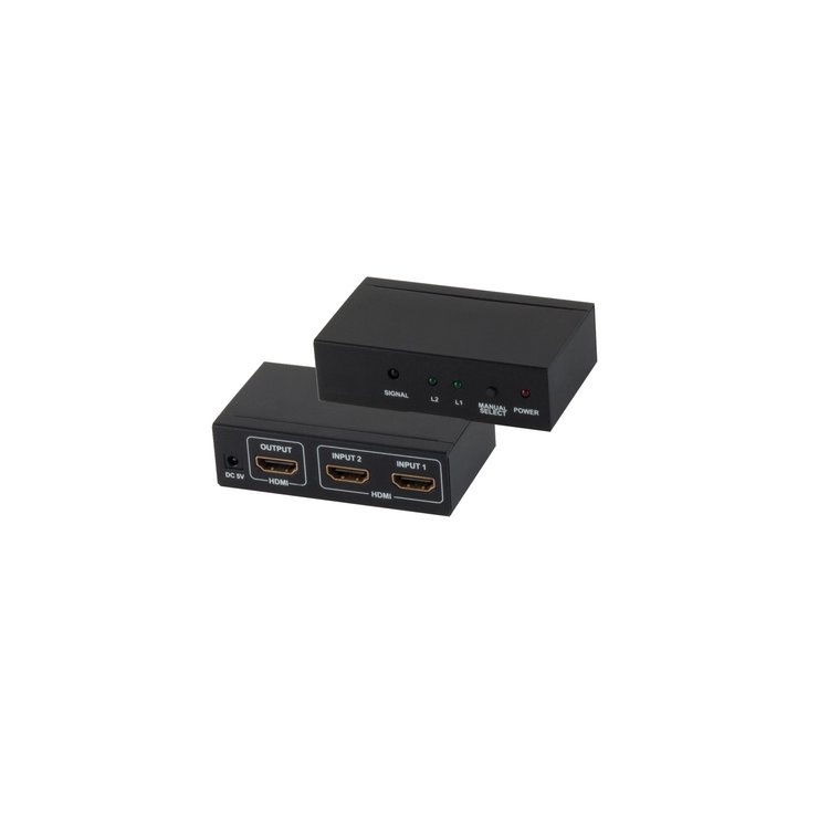 HDMI Schakelaar - 2-poorts - 4K 30Hz - Metaal - Zwart