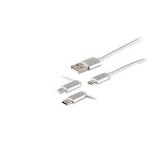 S-Impuls USB 3in1 Ladekabel Micro B/Typ C/8-pin Stecker 1m