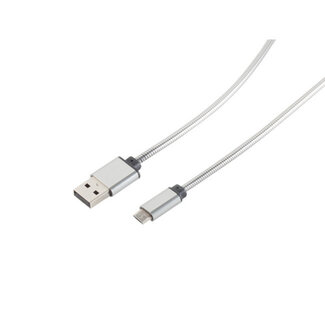 S-Impuls USB Lade-Sync Kabel USB A/ micro, Steel Silber 1m