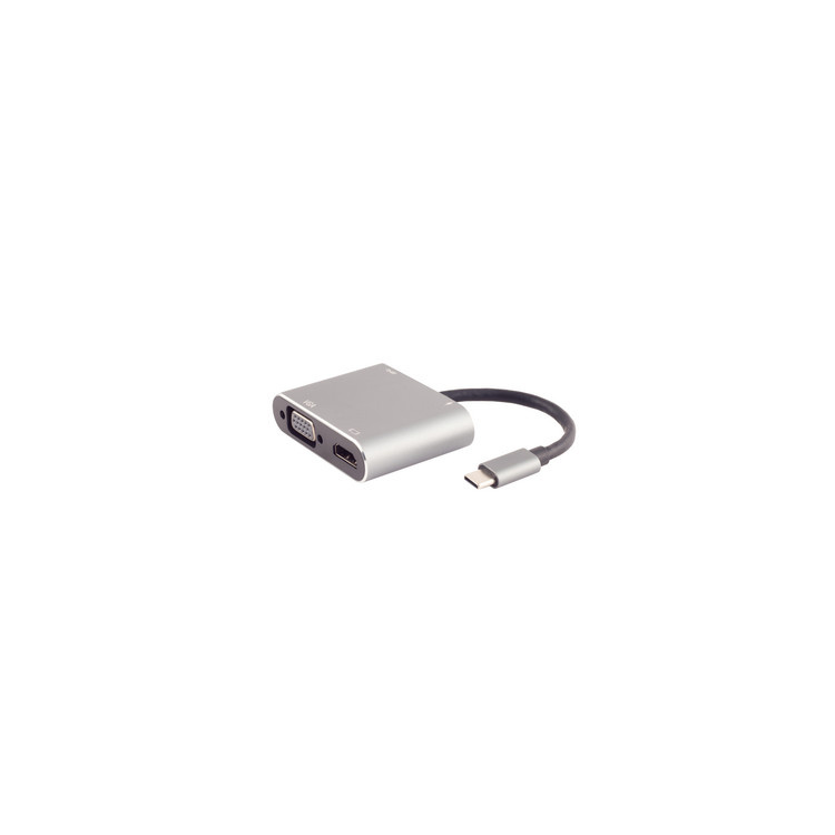 USB-C 3.2 Gen 1 Multiport Adapter - VGA, HDMI, USB-A en USB-C PD - 0,12 meter - Grijs