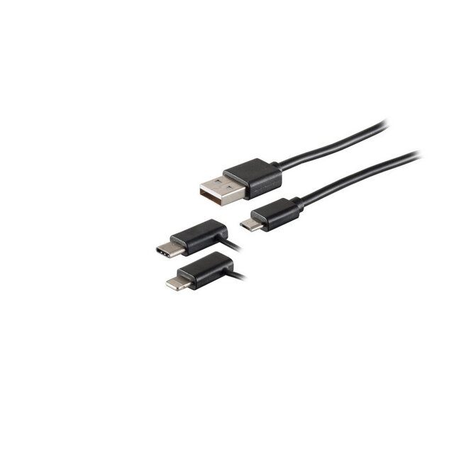 USB Lade-Sync Kabel 3in1 Micro/Typ C/8-pin St.2m