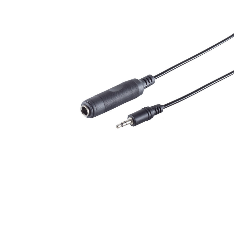6,35mm Stereo Jack (v) - 3,5mm Stereo Jack (m) Kabel - 0,2 meter - Zwart