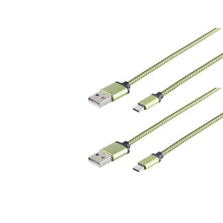 S-Impuls 2x USB-Ladekabel A Stecker auf USB Typ C grün 0,9m