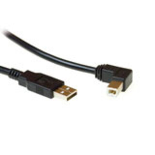 ACT USB 2.0 A male - USB B male (haaks)  1,80 m