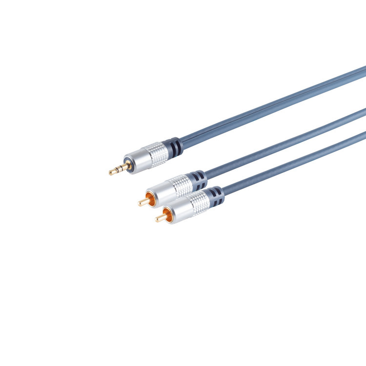 Stereo Tulp (m) - 3,5mm Stereo Jack (m) Kabel - Verguld - Premium - 3 meter - Blauw
