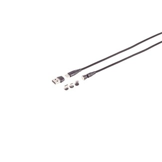 S-Impuls USB-C Magnetkabel, 6in1, 540°, PD 7-Pin, 60W, schwarz, 1m