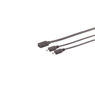 S-Impuls Adapter, USB C Buchse auf 2x USB Micro B Secker, Y-Kabel, 2.0, schwarz, 0,3m