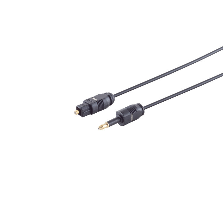 Optische Mini Toslink (m) - Toslink (m) Kabel - 2,2mm dik - Verguld - 1,5 meter - Zwart