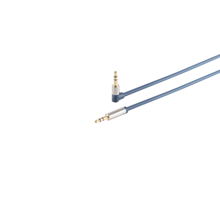 3,5mm Stereo Jack Kabel - Een kant haaks - Verguld - Premium - 1,5 meter - Blauw