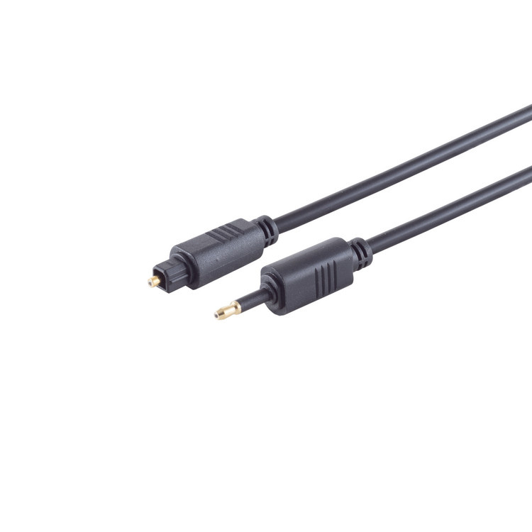 Optische Mini Toslink (m) - Toslink (m) Kabel - 4mm dik - Verguld - 1,5 meter - Zwart