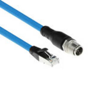 ACT ACT Industrial 5,00 meter Sensor kabel M12X 8-polig male chassis naar RJ45, Superflex SF/UTP TPE kabel, afgeschermd