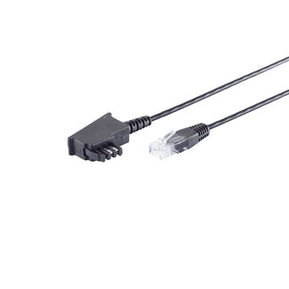 S-Impuls TAE-F Stecker auf RJ45 Stecker, VDSL Routerkabel, schwarz, 0,5m