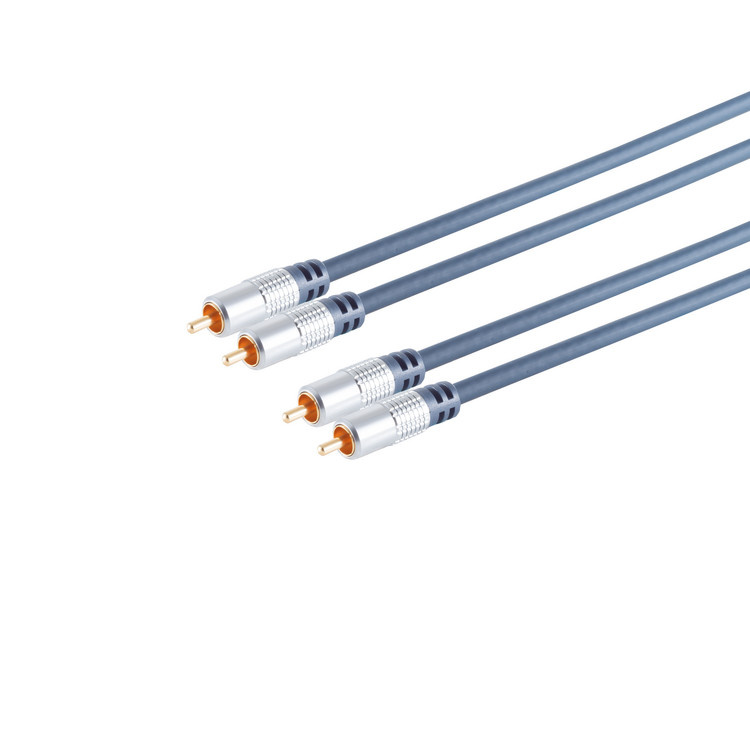 Stereo Tulp Kabel - Premium - Verguld - 3 meter - Blauw