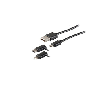 S-Impuls USB Lade-Sync Kabel 3in1 Micro/Typ C/8-pin St.1m