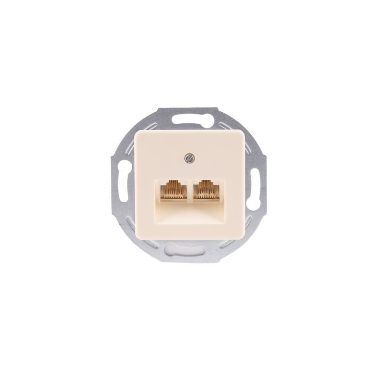 05300546 - UP connection box with central plate PUAE 2xRJ45 2x8(8) cream white
