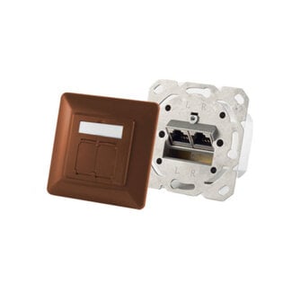 S-Impuls cat.6A Netzwerkdose 2-Fach designfähig, braun