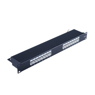 S-Impuls cat 6A 19" 1HE-Patchpanel, schwarz, 16 Port