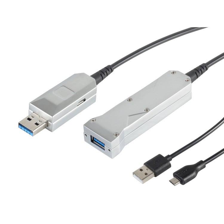 Actieve USB Verlengkabel - USB 3.2 Gen 1 - 50 meter - Zwart/Zilver