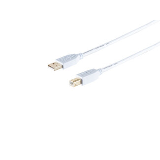 S-Impuls USB High Speed 2.0 Kabel, A/B Stecker, USB 2.0, weiß, 1,8m