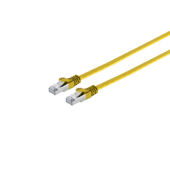 RJ45 Flachkabel m. CAT 7 Rohkabel slim gelb 7,5m