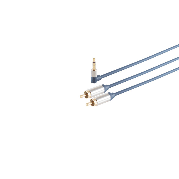 Stereo Tulp (m) - 3,5mm Stereo Jack Haaks (m) Kabel - Verguld - Premium 0,75 meter - Blauw