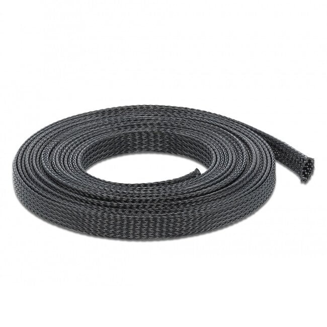 Polyester kabelsleeve | rekbaar | 12mm | zwart | 5 meter