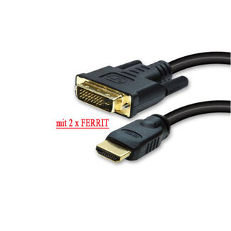 S-Impuls HDMI Stecker / DVI-D 18+1 Stecker verg. Ferrit 5m