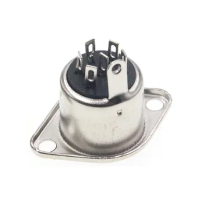 DIN 6-pins (v) inbouw connector | metaal