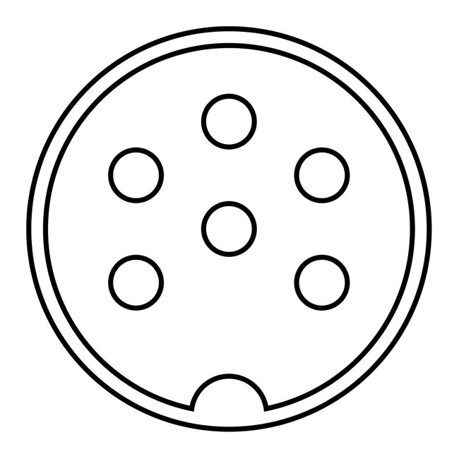DIN 6-pins (v) inbouw connector | metaal