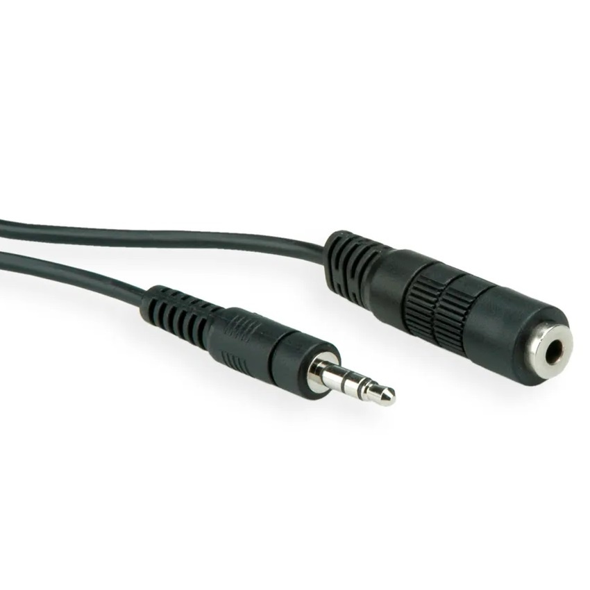 Roline 11.09.4355 Jackplug Audio Verlengkabel [1x Jackplug male 3,5 mm - 1x Jackplug female 3,5 mm] 5.00 m Zwart Afgeschermd