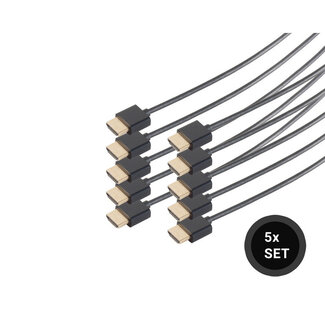 S-Impuls SET 5 x SLIM-HDMI Kabel extra dünn schwarz 1,5m