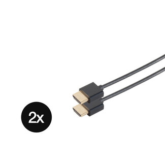 S-Impuls SET 2 x SLIM-HDMI Kabel extra dünn schwarz 1,5m