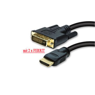 S-Impuls HDMI Stecker / DVI-D 18+1 Stecker verg. Ferrit 3m