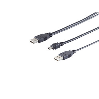 S-Impuls USB-Y-Stromkabel 2xUSB A-St./USB-B-Mini 5 pin 0,6m