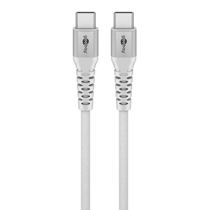 Goobay USB-C (ST-ST) 3m Anschlusskabel Textilmantel Weiß