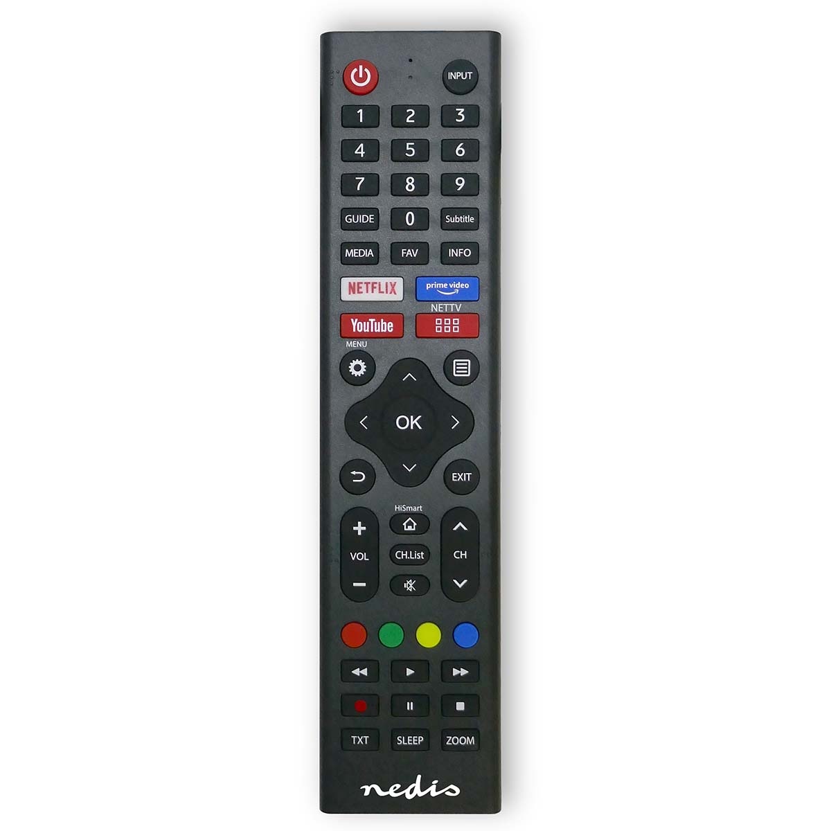 Vervangende Afstandsbediening - Geschikt voor: Hi-Sense - Voorgeprogrammeerd - 1 Apparaat - Amazon Prime / Disney + Button / Netflix Knop / Rakuten TV Button - Infrarood - Zwart