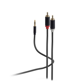 Flexline Flexline®-mini 3,5mm Klinke auf Cinch RCA Kabel, schwarz 1,5m