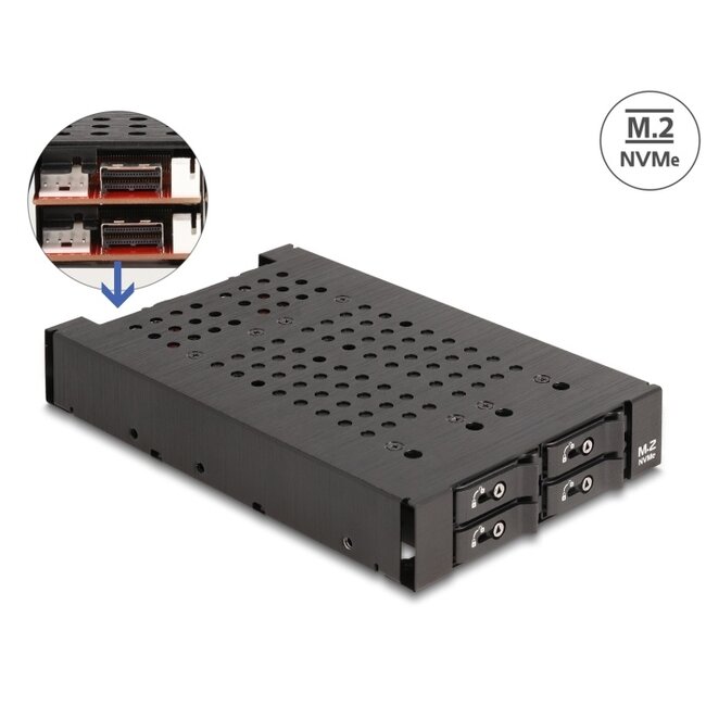 Delock 3.5″ Mobile Rack for 4 x M.2 NVMe SSD with Slim SAS SFF-8654 connector
