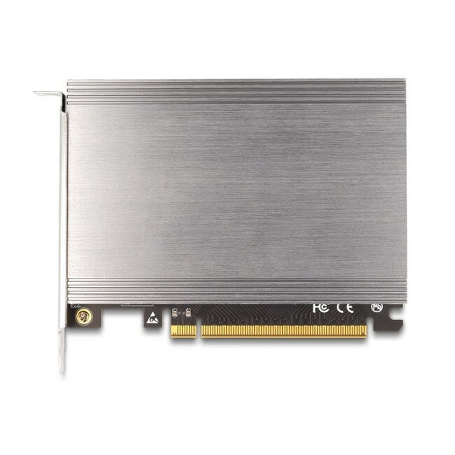 Delock PCI Express x16 Card to 4 x internal NVMe M.2 Key M with heat sink - Bifurcation (LxW: 145 x 111 mm)