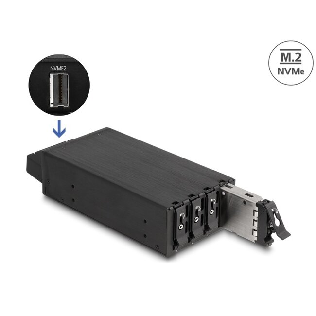 Delock Slim Bay Mobile Rack for 4 x M.2 NVMe SSD with Slim SAS SFF-8654 connector
