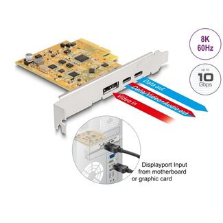 DeLOCK Delock PCI Express x4 Card to 1 x external USB Type-C™ 10 Gbps female + 1 x external USB Type-C™ 10 Gbps (DP Alt Mode) female