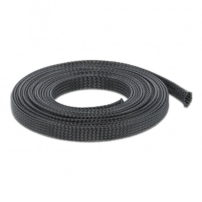 Polyester kabelsleeve | rekbaar | 12mm | zwart | 10 meter
