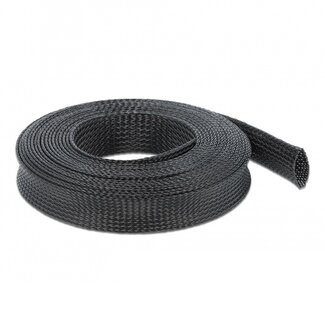 DeLOCK Polyester kabelsleeve | rekbaar | 25mm | zwart | 5 meter