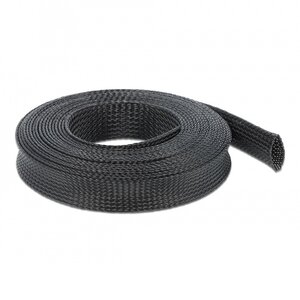 Polyester kabelsleeve | rekbaar | 25mm | zwart | 10 meter